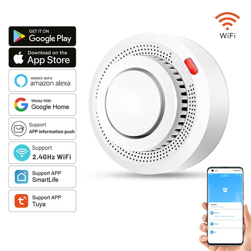 Smart WiFi Smoke Detector Fire Alarm 85dB