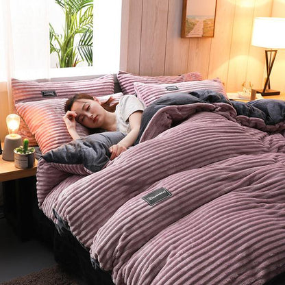 Soft Corduroy Velvet Duvet Cover Bedding Set