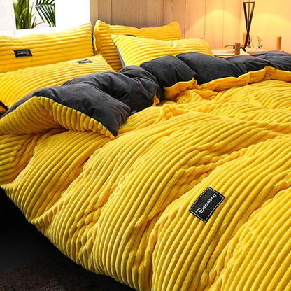 Soft Corduroy Velvet Duvet Cover Bedding Set