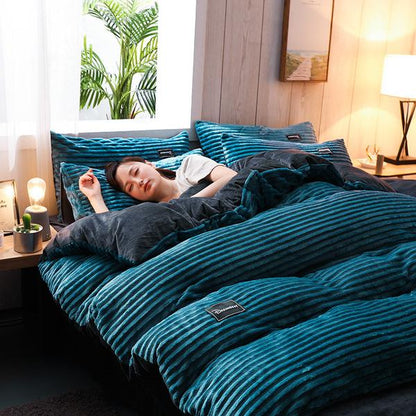 Soft Corduroy Velvet Duvet Cover Bedding Set