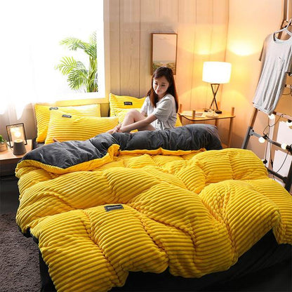 Soft Corduroy Velvet Duvet Cover Bedding Set