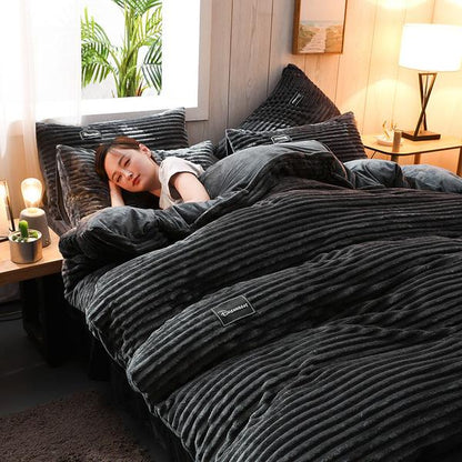Soft Corduroy Velvet Duvet Cover Bedding Set