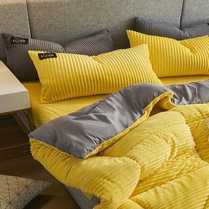 Soft Corduroy Velvet Duvet Cover Bedding Set