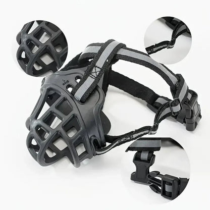 Soft Mesh Dog Muzzle Adjustable Breathable Anti Bite Bark Control Safety Training Pet Head Cover