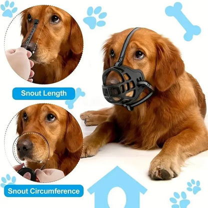 Soft Mesh Dog Muzzle Adjustable Breathable Anti Bite Bark Control Safety Training Pet Head Cover