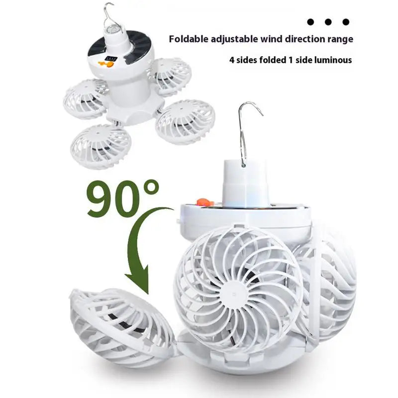Solar Camping Lantern Fan Foldable LED Light Three Speed