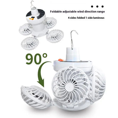 Solar Camping Lantern Fan Foldable LED Light Three Speed