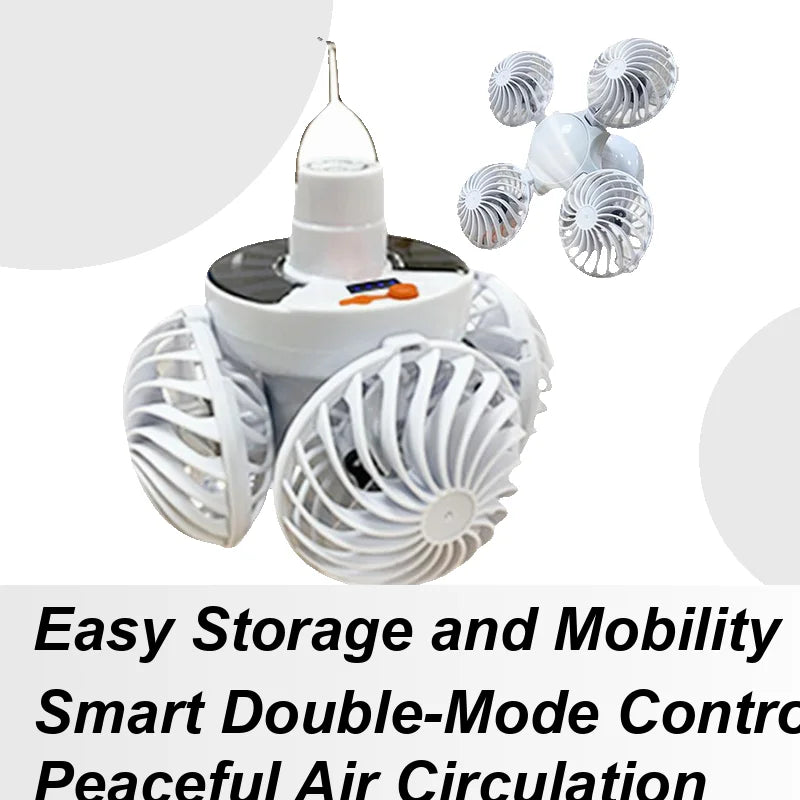Solar Camping Lantern Fan Foldable LED Light Three Speed