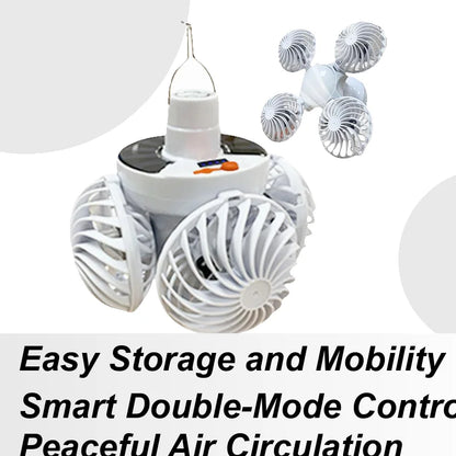 Solar Camping Lantern Fan Foldable LED Light Three Speed