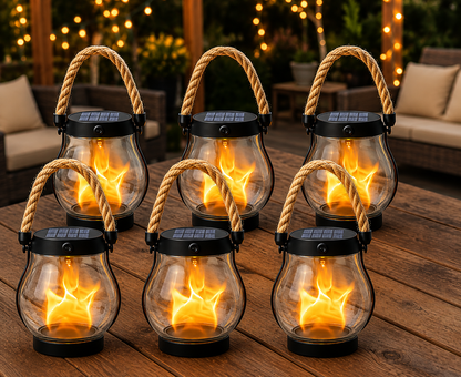 Solar LED Flame Lantern Outdoor Garden Light