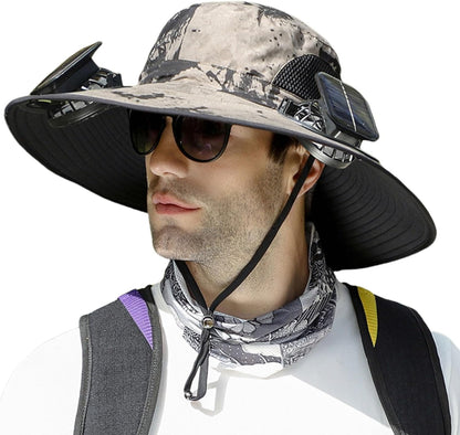 Solar Powered Cooling Fan Sun Hat with USB Charging