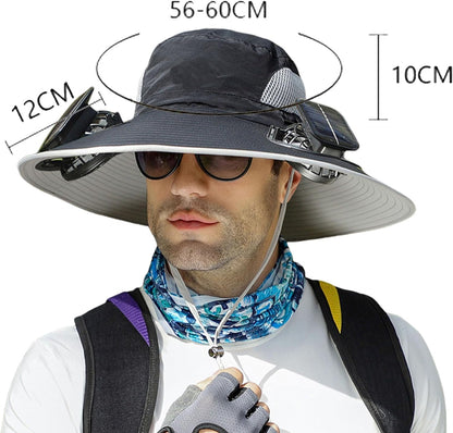 Solar Powered Cooling Fan Sun Hat with USB Charging