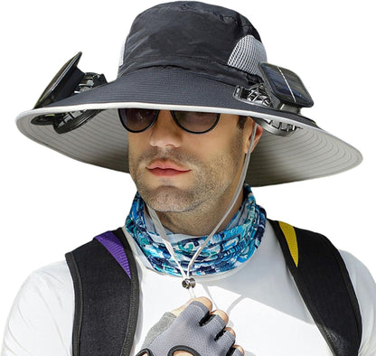 Solar Powered Cooling Fan Sun Hat with USB Charging