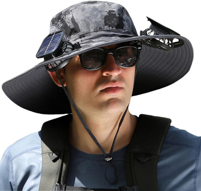 Solar Powered Cooling Fan Sun Hat with USB Charging