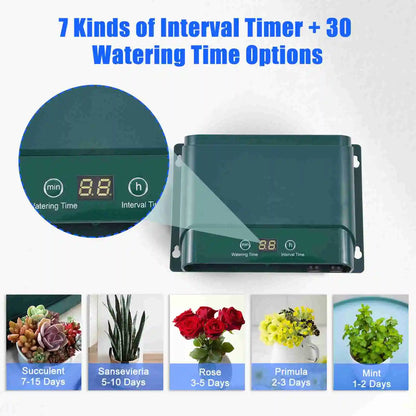 Solar Powered Drip Irrigation Kit with Automatic Timer for Up to 50 Plants