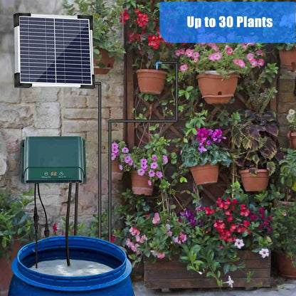 Solar Powered Drip Irrigation Kit with Automatic Timer for Up to 50 Plants