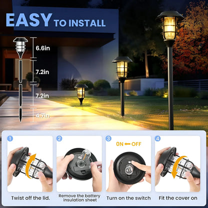 Solar Powered LED Garden Path Lights 6 Pack