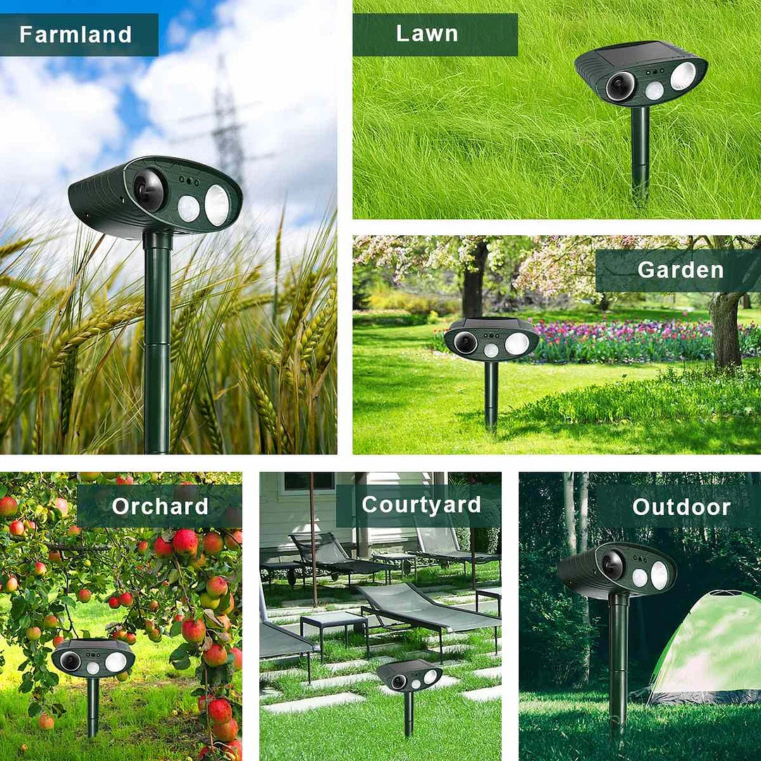 Solar Powered Ultrasonic Animal Repeller with Motion Sensor