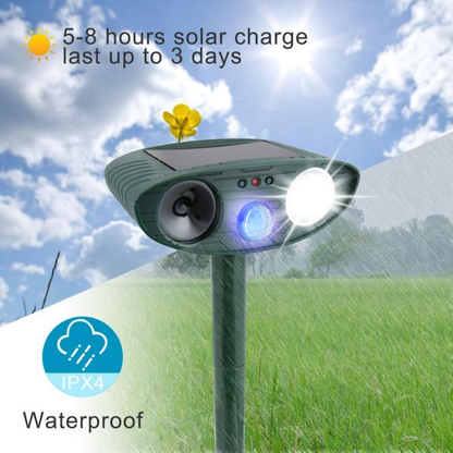 Solar Powered Ultrasonic Animal Repeller with Motion Sensor