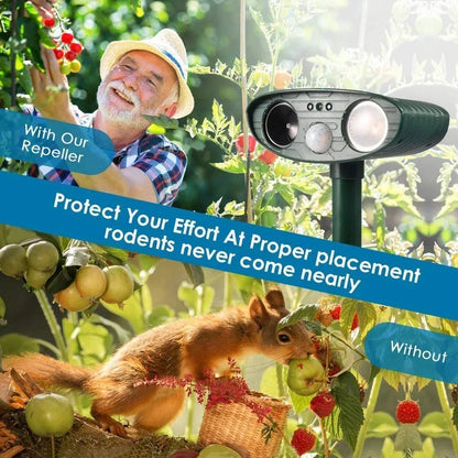 Solar Powered Ultrasonic Animal Repeller with Motion Sensor