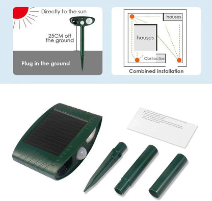 Solar Powered Ultrasonic Animal Repeller with Motion Sensor