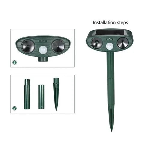 Solar Powered Ultrasonic Animal Repeller with Motion Sensor