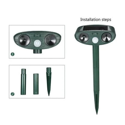 Solar Powered Ultrasonic Animal Repeller with Motion Sensor