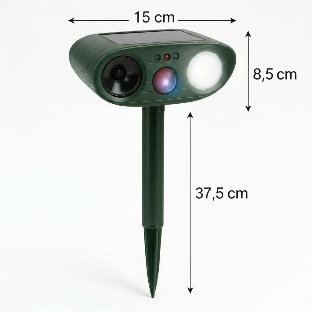 Solar Powered Ultrasonic Animal Repeller with Motion Sensor