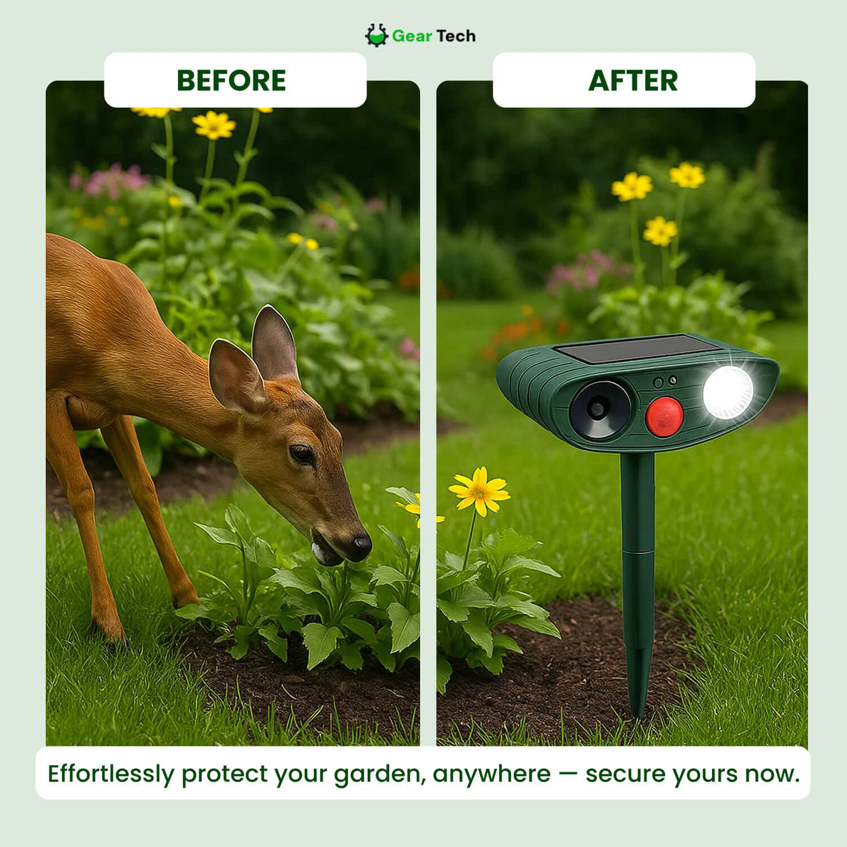 Solar Powered Ultrasonic Animal Repeller with Motion Sensor