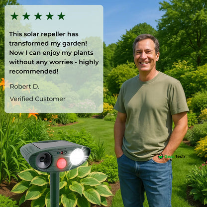 Solar Powered Ultrasonic Animal Repeller with Motion Sensor