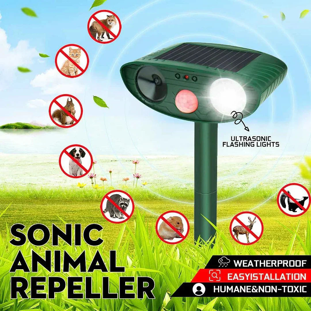 Solar Powered Ultrasonic Animal Repeller with Motion Sensor
