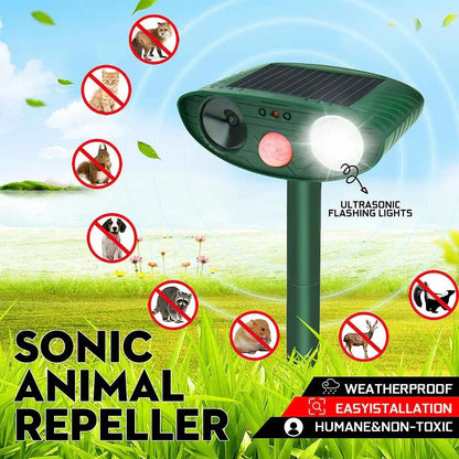 Solar Powered Ultrasonic Animal Repeller with Motion Sensor