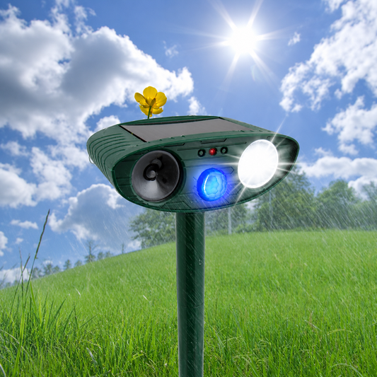 Solar Powered Ultrasonic Animal Repeller with Motion Sensor