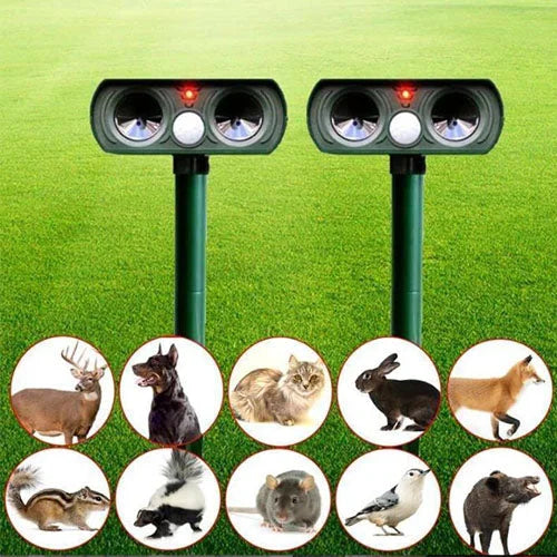 Solar Powered Ultrasonic Animal Repeller with PIR Motion Sensor