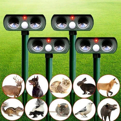 Solar Powered Ultrasonic Animal Repeller with PIR Motion Sensor