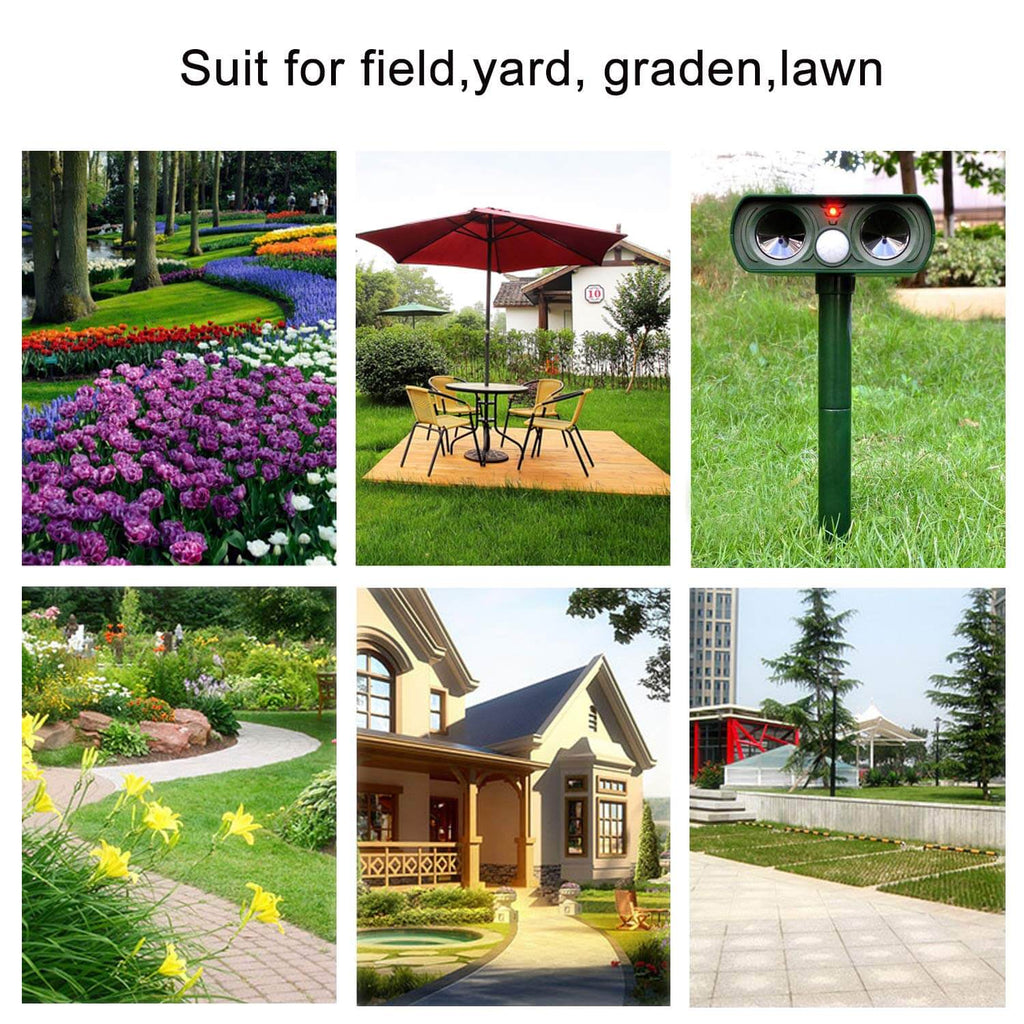 Solar Powered Ultrasonic Animal Repeller with PIR Motion Sensor