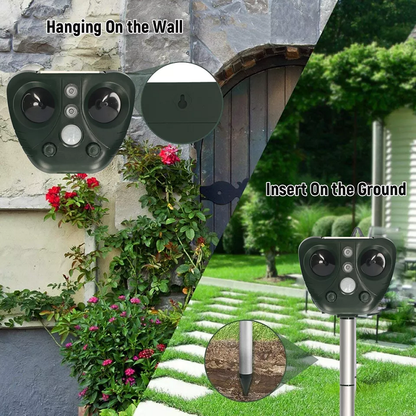 Solar Powered Ultrasonic Bird Repeller with LED Flashing Deterrent