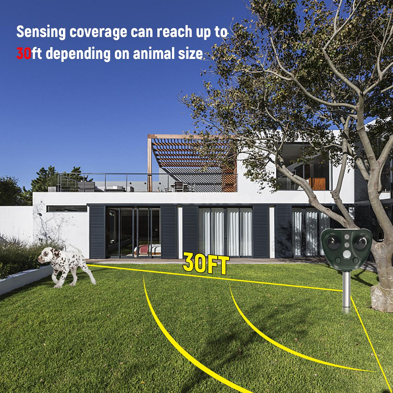 Solar Powered Ultrasonic Bird Repeller with LED Flashing Deterrent