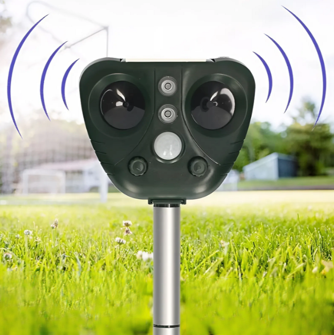 Solar Powered Ultrasonic Bird Repeller with LED Flashing Deterrent