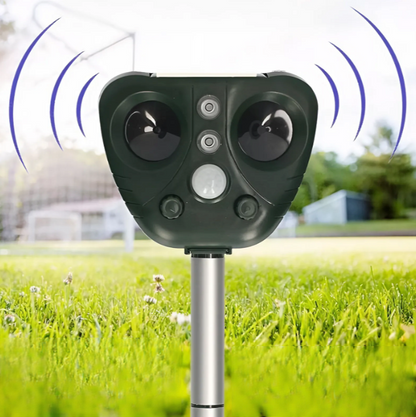 Solar Powered Ultrasonic Bird Repeller with LED Flashing Deterrent