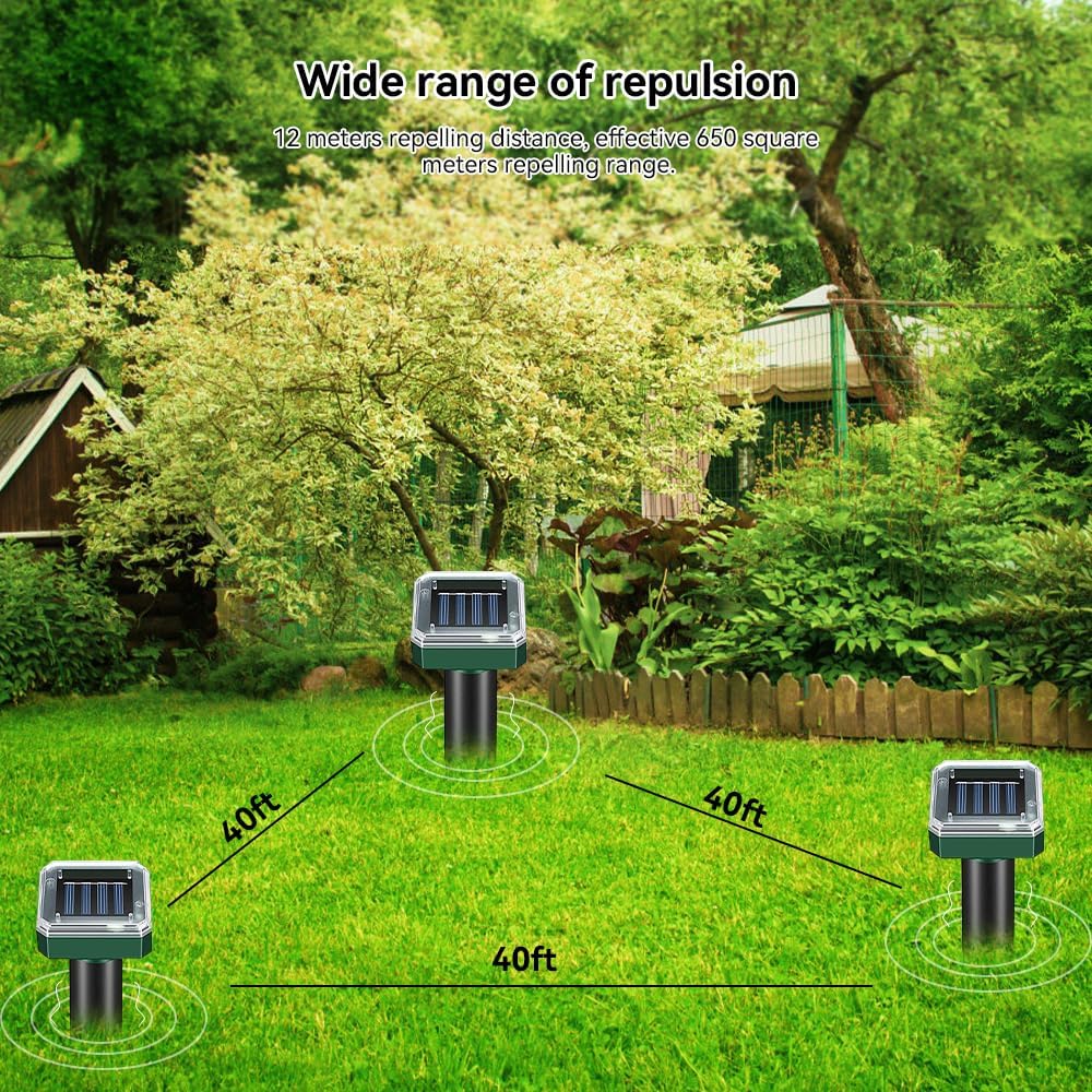 Solar Powered Ultrasonic Mole Repellent Stakes Pack of 4