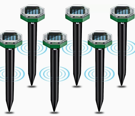 Solar Powered Ultrasonic Mole Repellent Stakes Pack of 4