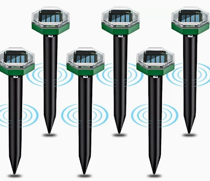 Solar Powered Ultrasonic Mole Repellent Stakes Pack of 4