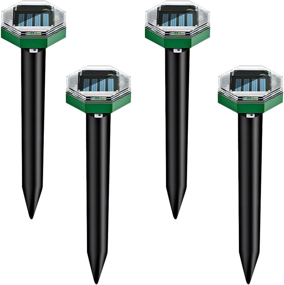 Solar Powered Ultrasonic Mole Repellent Stakes Pack of 4