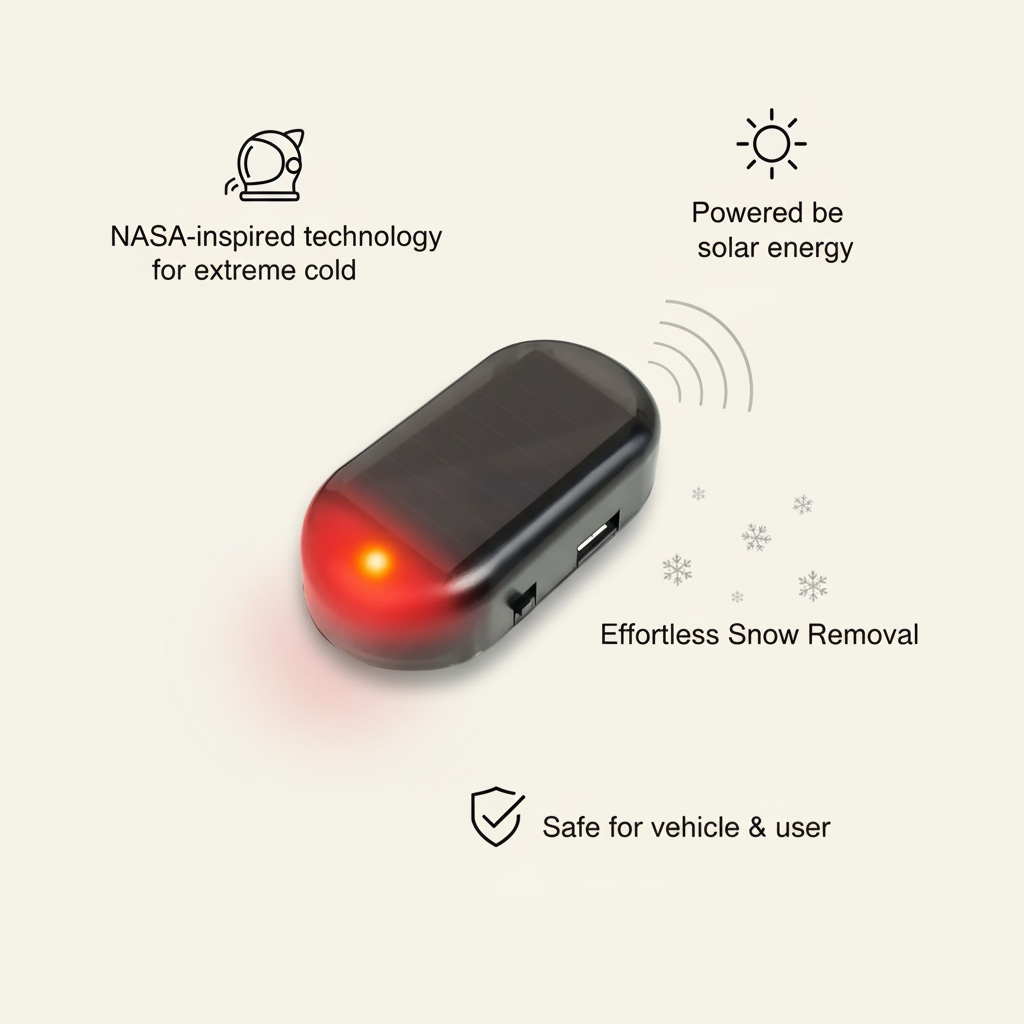 Solar Powered Windshield Snow and Ice Prevention Device