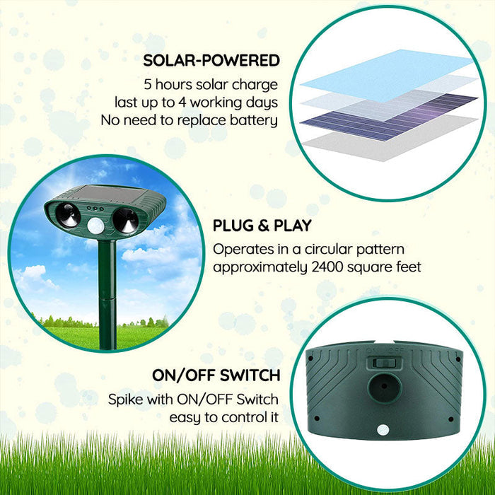 Solar Ultrasonic Animal Repeller for Gardens and Yards