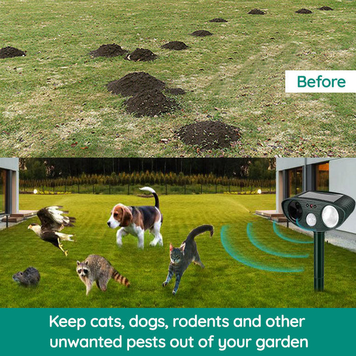 Solar Ultrasonic Animal Repeller for Gardens and Yards