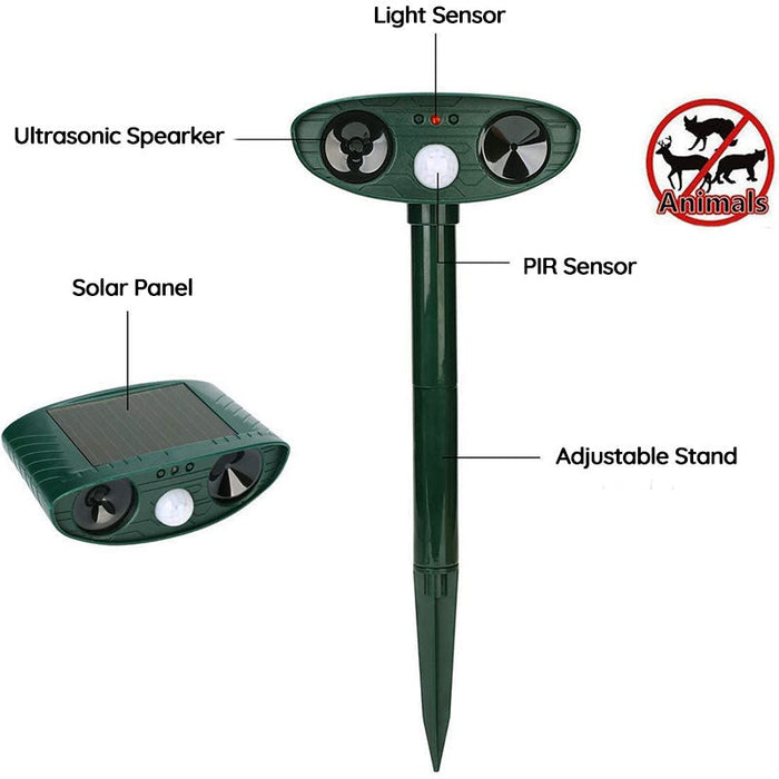 Solar Ultrasonic Animal Repeller for Gardens and Yards