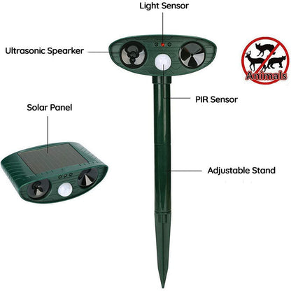 Solar Ultrasonic Animal Repeller for Gardens and Yards