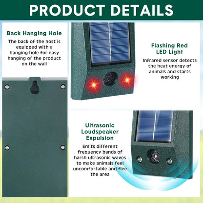 Solar Ultrasonic Bird Repeller with Motion Sensor
